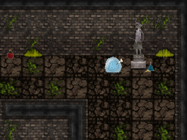 A preview of the game 'Crypt Crawl' featuring the protagonist wizard in a brown dungeon.