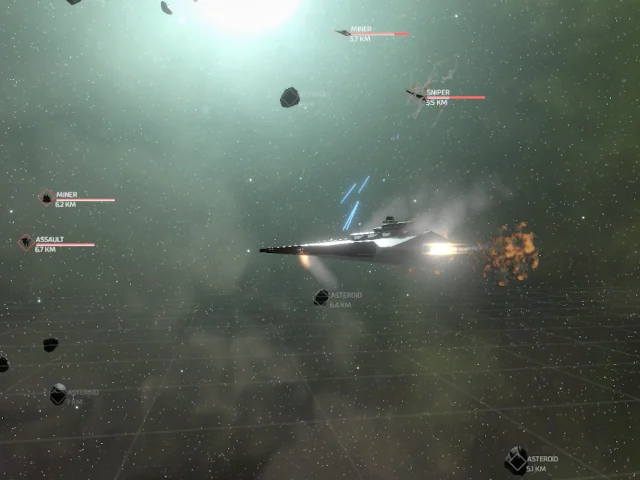 A preview of the game 'The New Earth Conflict' featuring the player ship engaging in combat.